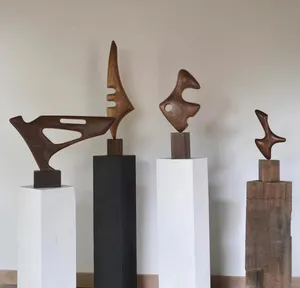 Customized High Quality Wooden Abstract Sculpture For Indoor Or Outdoor Decoration Hotel Standing Arts With Light