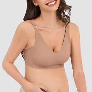 Hersteller S <span class=keywords><strong>M</strong></span> L XL LOGO Custom Hochwertige Sexy V-Ausschnitt Komfort Jelly Strip Mutterschaft Stillen Still-BH - Product Image 3