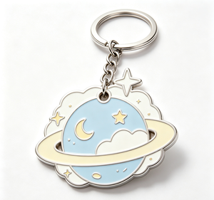 Custom Metal Planet Key Chain Enamel Star Moon <b>Keyring</b> Handmade Lightweight Gift for Christmas Birthday Wedding - Product Image 1