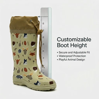 Chaussures imperméables pour enfants avec logo personnalisé, imprimé animaux de la forêt, doublure en fourrure chaude, bottes de pluie en caoutchouc naturel pour l'hiver, vente en gros