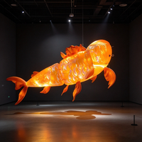 Ballon Gonflable Lumineux LED Poisson Volant Coloré de Bonne Qualité, Poisson Koi Porte-Bonheur Flottant, Ballon Air Dancer pour Spectacle de Drones, Affichage Événementiel
