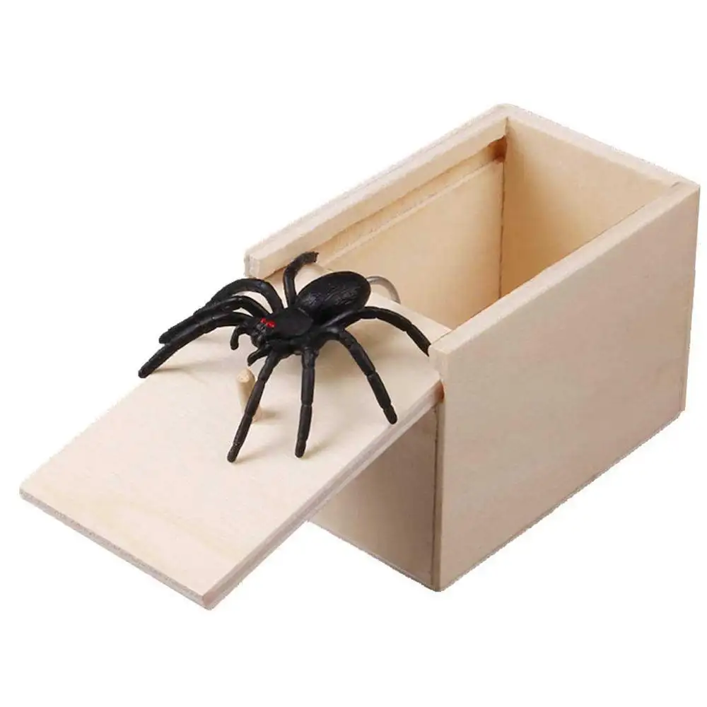 Wooden Prank Trick Practical Joke Home Office Scare Toy Box Gag Spider Mouse Kids Funny Play Joke Gift Toy