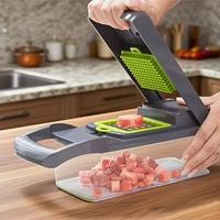 Picador de Verduras Multifuncional 16 en 1, Recipiente de Acero Inoxidable, Accesorio de Cocina Duradero para Uso Doméstico, Gran Venta