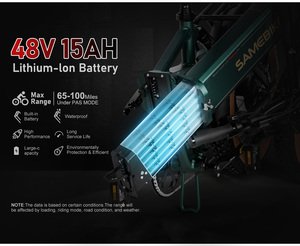 1000W 48V 15Ah Electric Folding Bike Aluminum Alloy Integrated 7-Speed Gears Hydraulic Disc Brake Rear Hub Motor 48V 15Ah - Product Image 5