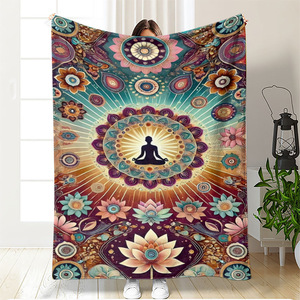 Couverture en flanelle Mandala, couverture de canapé, couverture de sieste, résistante à la décoloration, légère, pour la chaleur hivernale, impression personnalisée OEM ODM - Product Image 4