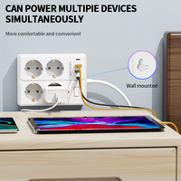 VINISEM Industrial EU Plug Extension Power Socket 4 Way 2 USB 2 Type-C Port Protector contra sobretensiones Protección contra sobrecarga eléctrica 4 Way 2
