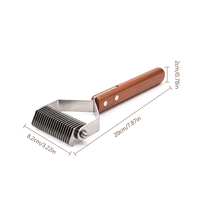OEM ODM Brosse-peigne de toilettage double face en acier inoxydable à dents, avec manche en bois, pour démêlage et élimination des poils de chiens et chats