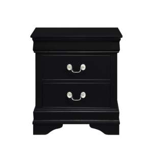 DB Classic Louis Philippe Style 1pc Table de chevet avec tiroirs au design traditionnel Meubles de chambre à coucher au fini noir - Product Image 1