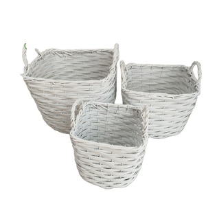 Panier <span class=keywords><strong>de</strong></span> rangement <span class=keywords><strong>pour</strong></span> fruits et légumes, corbeille en fil blanc avec poignée/jardinage/panier à poussière - Product Image 1