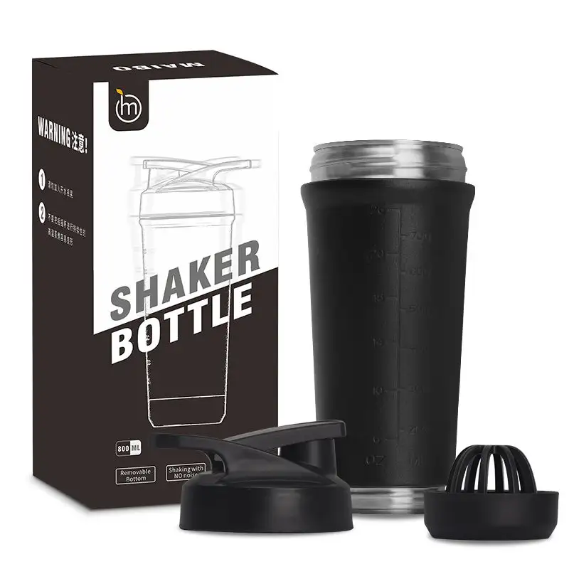 New Design Black Sport Water Bottles Smoothie Blender Gym Stainless Steel Protein Shaker Cup Bottle Vulcanus