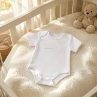 Body de Bebé al por Mayor OEM, 100% Algodón, Manga Corta, con Botones a Presión, para Recién Nacidos, Unisex, Liso