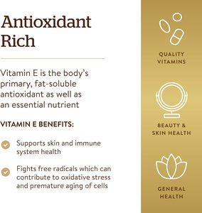 Solgar 100 Softgels <span class=keywords><strong>Vitamin</strong></span> <span class=keywords><strong>E</strong></span> 268MG (400 IU) <span class=keywords><strong>D</strong></span>-<span class=keywords><strong>Alpha</strong></span> <span class=keywords><strong>tocopherol</strong></span> hỗn hợp <span class=keywords><strong>Tocopherol</strong></span> hỗ trợ hệ thống miễn <span class=keywords><strong>d</strong></span>ịch dinh <span class=keywords><strong>d</strong></span>ưỡng da tự nhiên - Product Image 5