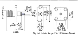 Conector SMA de brida cuadrada de cuatro orificios con pasador redondo o plano para montaje en PCB - Product Image 5