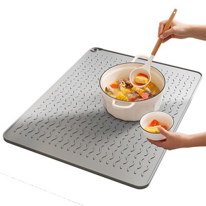 Kitchen Heat Insulation Anti-scalding High Temperature Pot Children's Dining Table <b>Silicone</b> <b>Mat</b> Non-slip Drain Square - Product Image 3