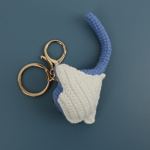 Gehäkelter Mantarochen-Schlüsselanhänger, handgemachtes Amigurumi, niedlich mit Perlenaugen und Rouge-Effekt, für Meereslebewesen-Geschenk, Anhänger, Charm - Product Image 3