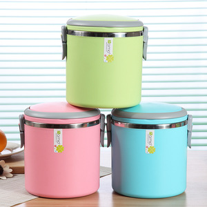 Stainless Steel Lunch <b>Box</b> Cylinder Seal Lid Pink Green Blue Color Bento <b>Box</b> For Meal Storage - Product Image 1