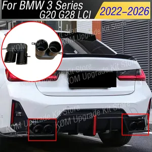ท่อไอเสียรถยนต์สำหรับซีรีส์ 3 รุ่น G20 G28 LCI ปี 2022-2026 ปลายท่อเก็บเสียงแบบสองแถว รูสองด้าน ชุดอุปกรณ์ตกแต่ง - Product Image 1