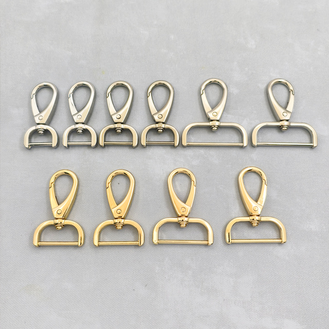 5 Sizes Swivel Trigger Hook with D Bar Base Light Gold Nickle Plated Metal Clips for Handbag Strap Replacement