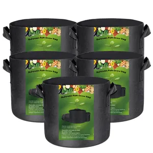 VIVOSUN 3 Gallon Grow Bags 5-Pack Black Thickened Nonwoven Fabric Pots with  Handles