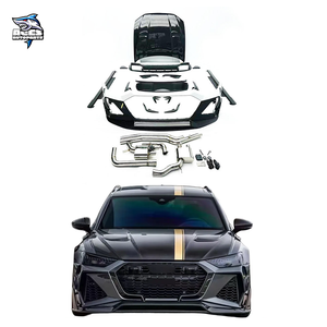 Kits de carrosserie en fibre de carbone sèche de Style M pour Audi <span class=keywords><strong>RS6</strong></span> 2020-2023 pare-chocs avant diffuseur arrière jupes latérales capot échappement Bodykit - Product Image 1