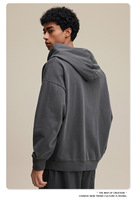 Ropa para Hombre, Estilo Hip Hop, Sudadera con Capucha Vintage Lavada a la Piedra, 480 GSM, 100% Algodón, Sudadera con Cierre y Capucha