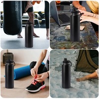 Gourde d'eau chic personnalisée en acier inoxydable à double paroi isolée sous vide, revêtement poudré, 32/64 oz, pour sport et voyage