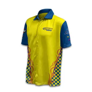 Customized Sublimation Button Down Racing Shirts Motorbike Racing Suits Pit Crew Shirts