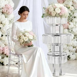 Pendentifs en acrylique véritable scintillants, centres <span class=keywords><strong>de</strong></span> table, <span class=keywords><strong>support</strong></span> à fleurs <span class=keywords><strong>de</strong></span> mariage à 5 niveaux, robuste - Product Image 2