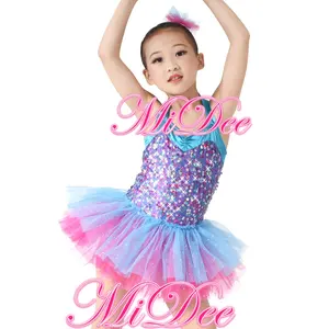 MiDee 어린이 댄스 의상 무대 공연 원피스 스팽글 투투 원피스 홀터넥