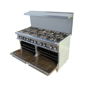Đứng miễn phí thép không gỉ thương mại gas phạm vi nhà hàng 10 đầu đốt bếp gas với đôi lò - Product Image 1