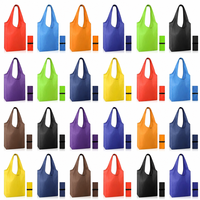 Sacs de courses pliables colorés personnalisés avec logo d'usine, sacs de transport réutilisables pour l'épicerie, vente en gros pour promotion et cadeaux