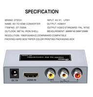 Sinyal HD 1080P Meneruskan Sinyal LCD TV Media Audio AV Ke HDMI, Konverter