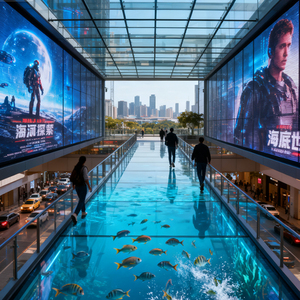 Impresionante <span class=keywords><strong>puente</strong></span> fachada vidrio ventana pared malla pantalla Ultra claro transparente LED pantalla para ciudad punto de referencia al aire libre medios - Product Image 3