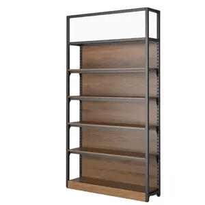 Multi-functional home retail store decoration display shelf walnut 5-storey with cabinet