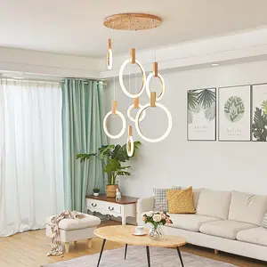 JYLIGHTING Villa Wohnzimmer Rotierende Duplex Gebäude Deco Nordic Ring Tube Treppe Lange Pendel leuchten