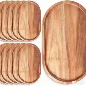 Wooden Serving <b>Tray</b> Set For Cakes Desserts <b>Tea</b> Household Use Eco Friendly - Product Image 3