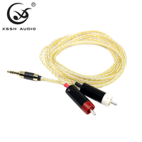 Câble audio-vidéo YIVO XSSH HIFI 3,5 mm vers 2RCA, plaqué or et argent, cuivre OD3,8 mm, câble de mise à niveau pour guitare, casque et écouteurs