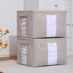 Tas Penyimpanan Lipat Multifungsi Tahan Air Anti Debu Kain Selimut Rangka Baja 100L Organizer Rumah untuk Penyimpanan Pakaian Mainan - Product Image 6