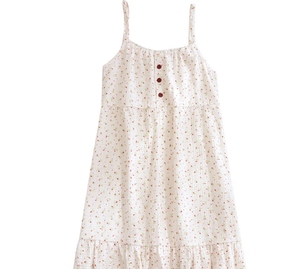 <span class=keywords><strong>Chemise</strong></span> <span class=keywords><strong>de</strong></span> <span class=keywords><strong>nuit</strong></span> ample <span class=keywords><strong>en</strong></span> gaze <span class=keywords><strong>de</strong></span> <span class=keywords><strong>coton</strong></span> blanc à pois pour femme, confortable et respirante, avec bretelles - Product Image 2