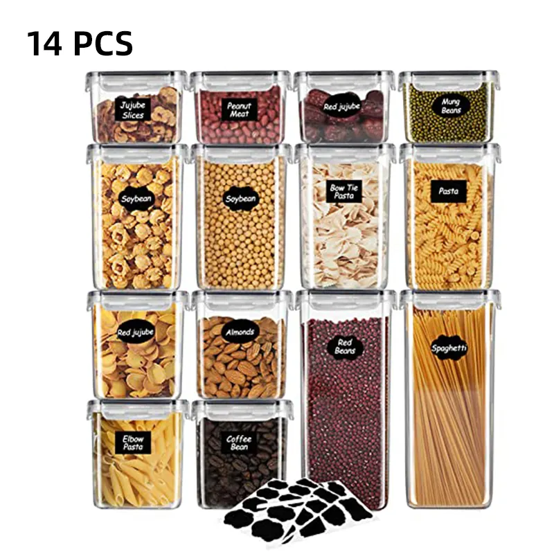 5 pezzi Set Bpa-Free ermetico plastica impilabile Organizer cibo secco cereali Stor