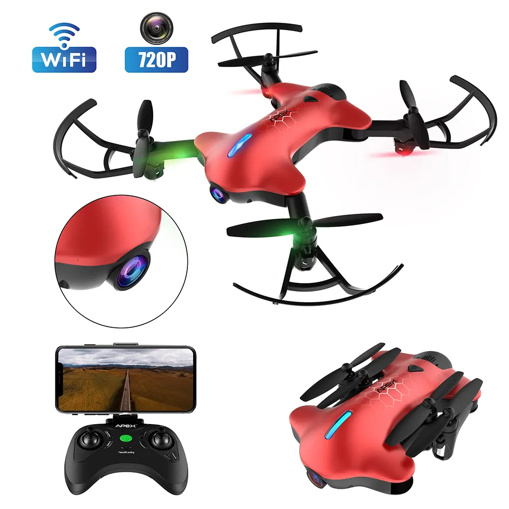 APEX GD145 Black White Red Blue color Foldable remote control aircraft toys 720P camera drone