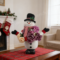 Couverture de pot de fleurs en forme de bonhomme de neige de Noël, en polyester de haute qualité, taille personnalisée, certifiée BSCI, OEM/ODM disponible, fabrication en usine