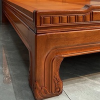 Lit double king size en bois massif sculpté de style chinois classique, 1,8 m x 1,5 m