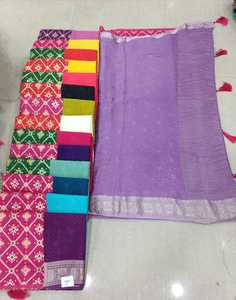 ชุดส่าหรีสีม่วงผ้าคอลเลกชั่น dola Silk richh pallu ผ้าคลุมหน้าหลากสีสำหรับผู้หญิง - Product Image 1