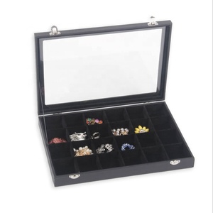 Vòng màu đen Vòng Cổ Vòng đeo tay Hiển thị trường hợp với <span class=keywords><strong>Glass</strong></span> Bìa Elegant Jewelry container bao bì hộp - Product Image 1