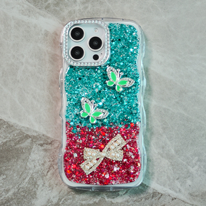 Nouvelle coque de téléphone tendance avec design papillon 3D en époxy transparent et diamants scintillants pour Samsung Galaxy A06, coque de téléphone à <span class=keywords><strong>cadre</strong></span> ondulé - Product Image 3
