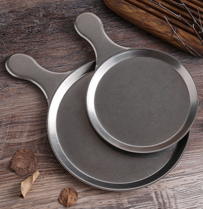 Plateau de service vintage en acier inoxydable avec poignée, carré ou rond, pour restaurant, steak, dessert, lasagne - Product Image 4