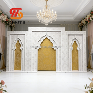 Fond de scène de mariage en PVC acrylique avec motif sculpté 3D, style indien luxueux et lisse - Product Image 1