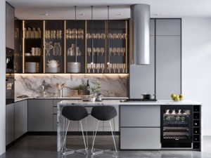 Mobili da Cucina Modulari RTA a Forma di <span class=keywords><strong>L</strong></span> o a U, Moderni, Impermeabili, Ecologici con <span class=keywords><strong>Isola</strong></span> e Guide per Cassetti - Product Image 5