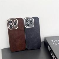 Coque de téléphone unie en cuir PU couleur unie pour IPhone
